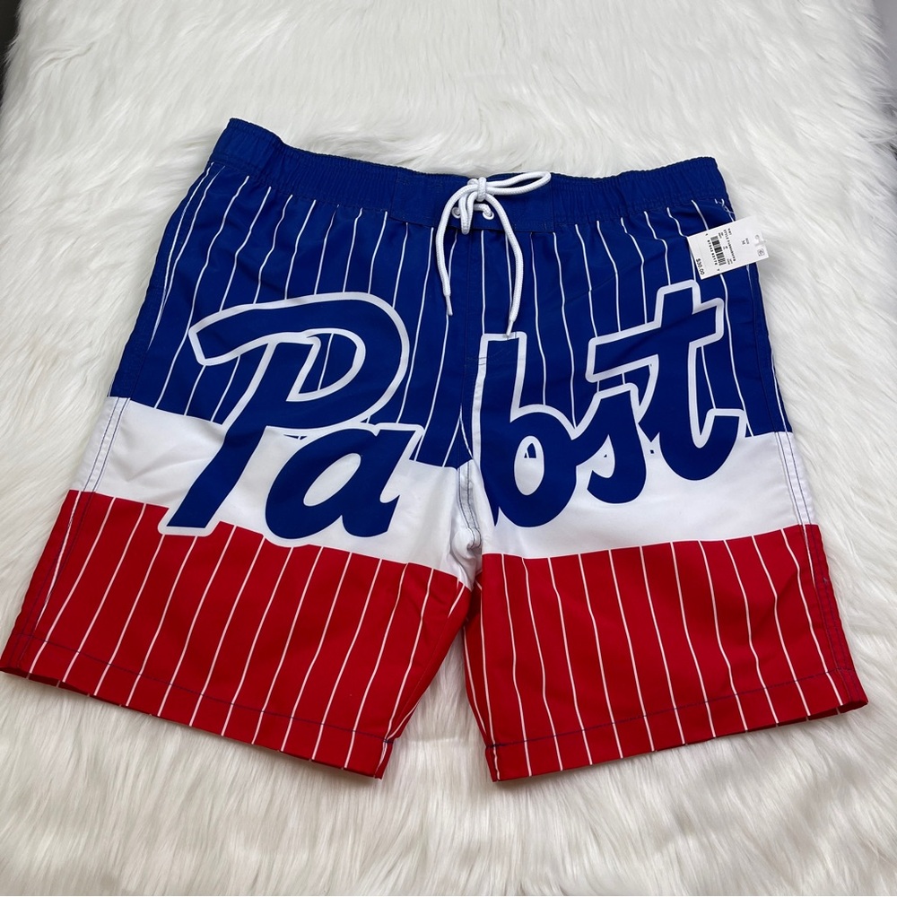 Pabst Blue Ribbon Board Shorts Swim Trunks Men’s Size M NWT